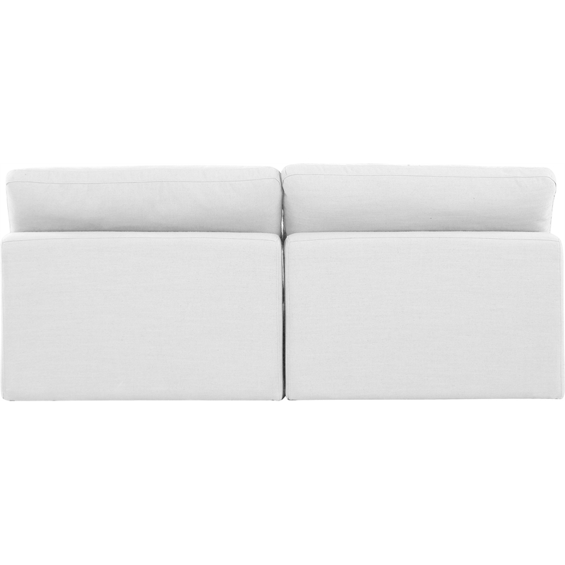 Bowery Hill Upholstered White Linen Textured Fabric 2-Piece Modular Sofa