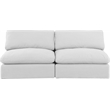 Bowery Hill Upholstered White Linen Textured Fabric 2-Piece Modular Sofa