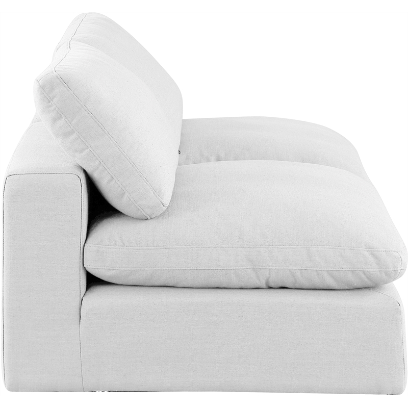 Bowery Hill Upholstered White Linen Textured Fabric 2-Piece Modular Sofa