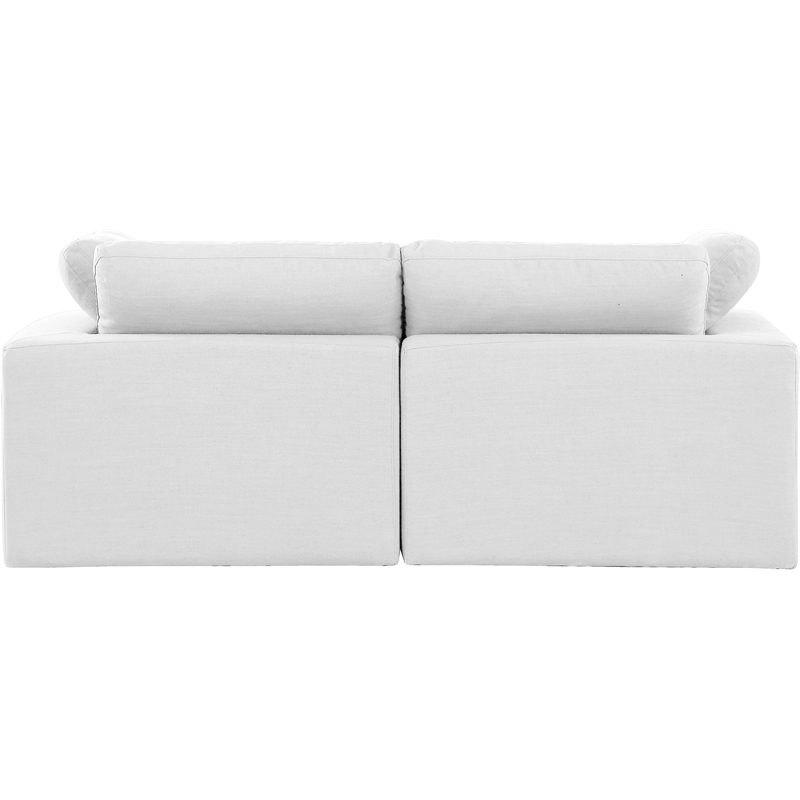 Bowery Hill Upholstered White Linen Textured Fabric 2-Piece Modular Sofa