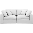Bowery Hill Upholstered White Linen Textured Fabric 2-Piece Modular Sofa