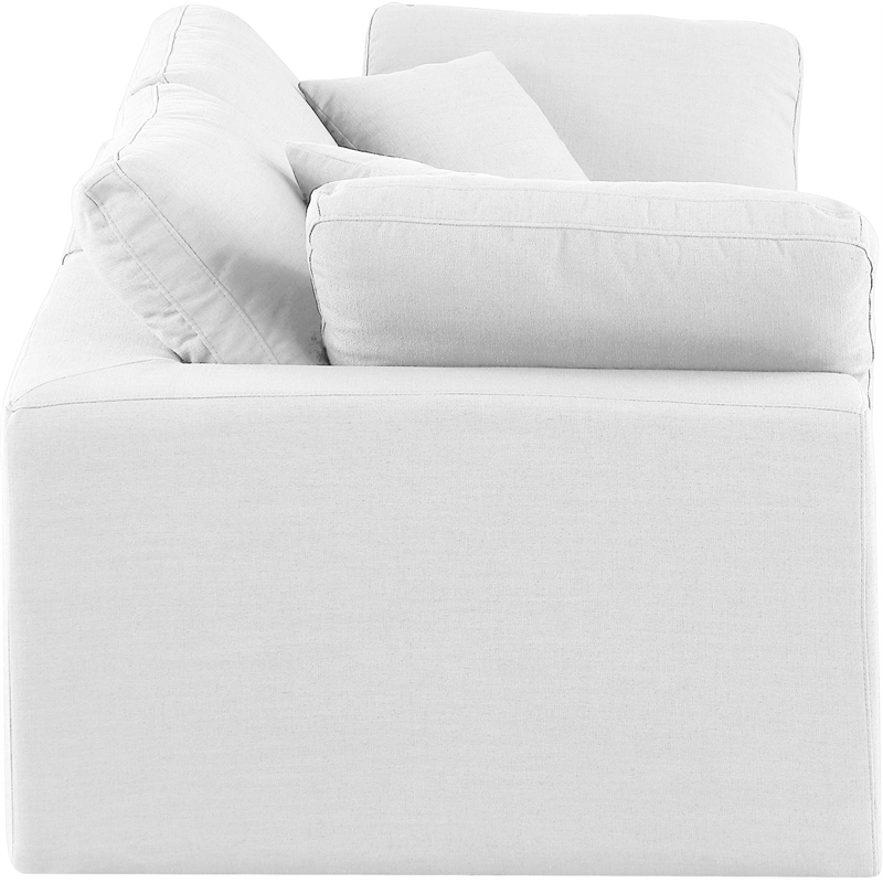 Bowery Hill Upholstered White Linen Textured Fabric 2-Piece Modular Sofa