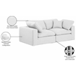 Bowery Hill Upholstered White Linen Textured Fabric 2-Piece Modular Sofa