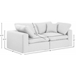 Bowery Hill Upholstered White Linen Textured Fabric 2-Piece Modular Sofa