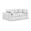 Bowery Hill Upholstered White Linen Textured Fabric 2-Piece Modular Sofa