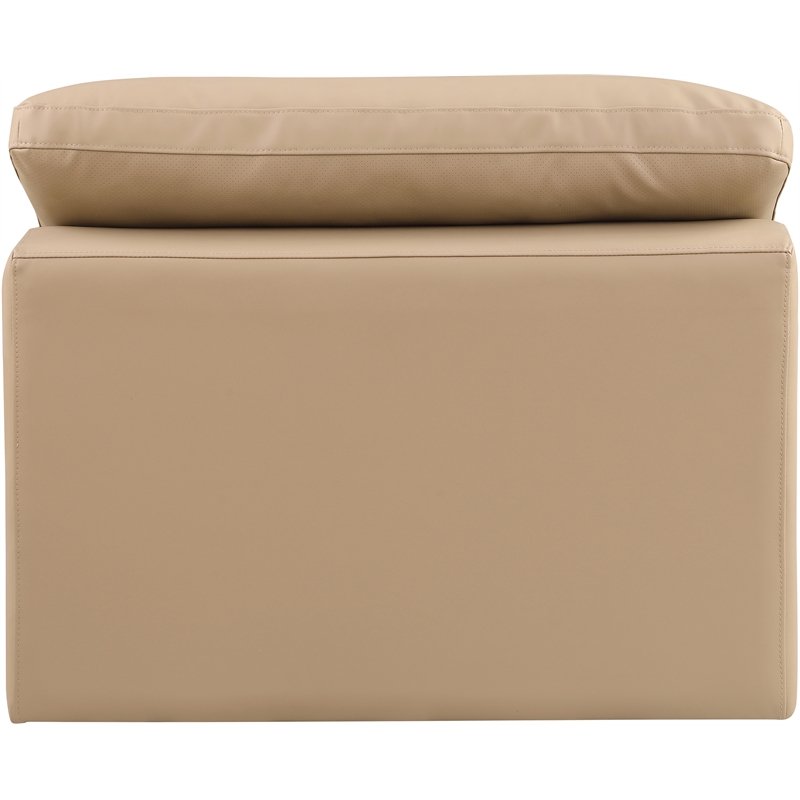 Bowery Hill Contemporary Soft Tan Vegan Leather Armless Chair