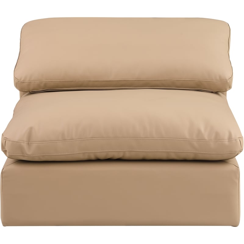 Bowery Hill Contemporary Soft Tan Vegan Leather Armless Chair