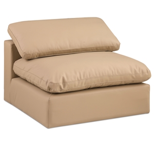 Bowery Hill Contemporary Soft Tan Vegan Leather Armless Chair