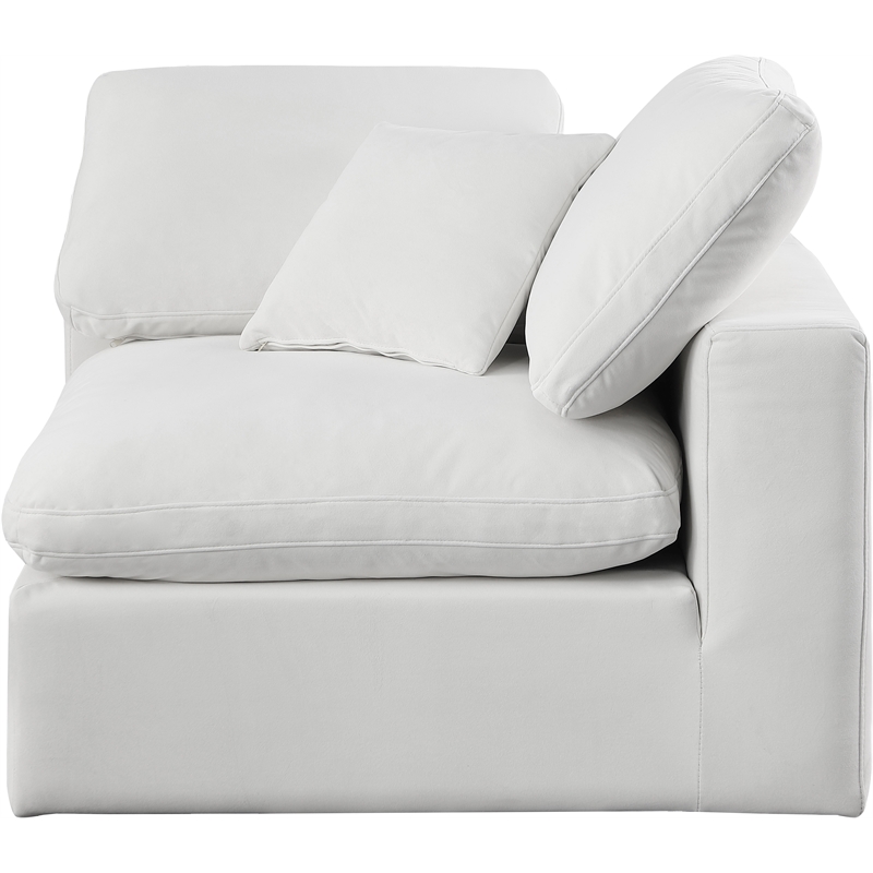 Bowery Hill Contemporary Soft Cream Durable Velvet Corner Chair