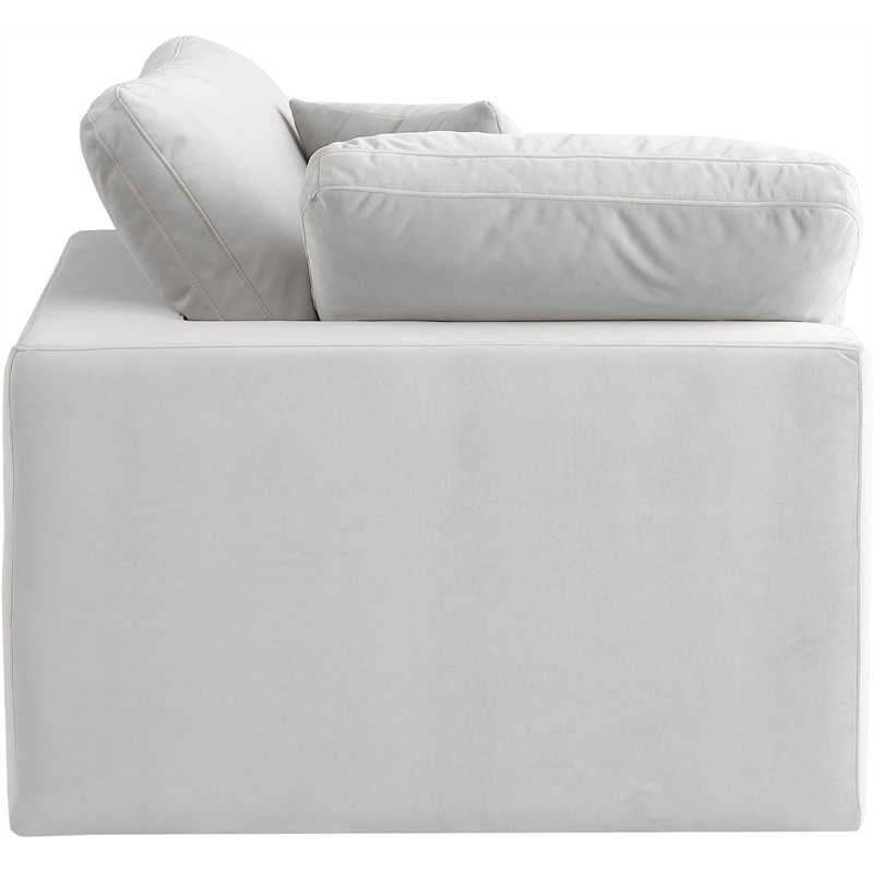 Bowery Hill Contemporary Soft Cream Durable Velvet Corner Chair