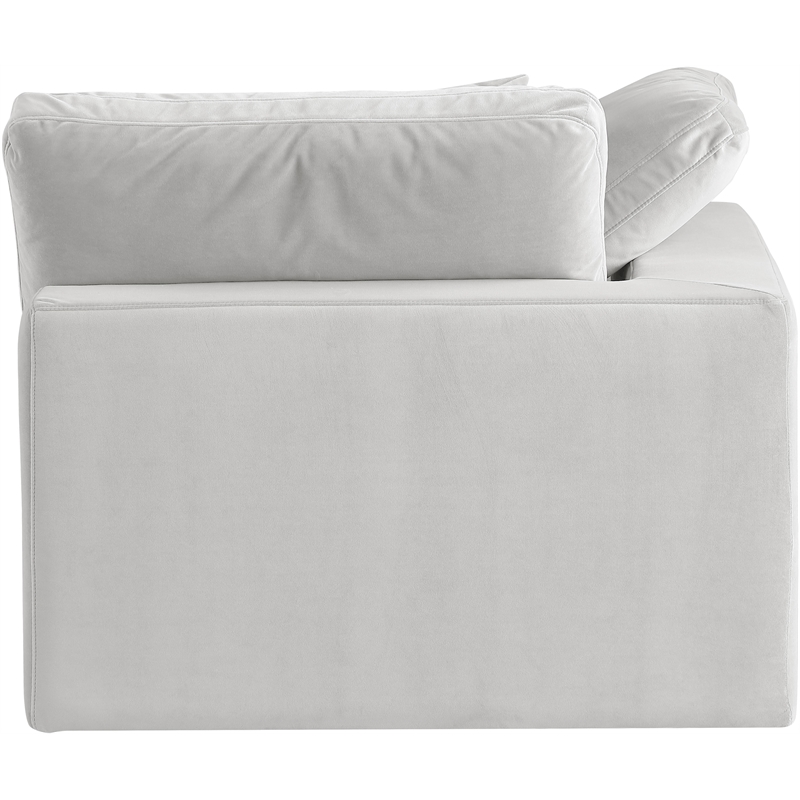 Bowery Hill Contemporary Soft Cream Durable Velvet Corner Chair