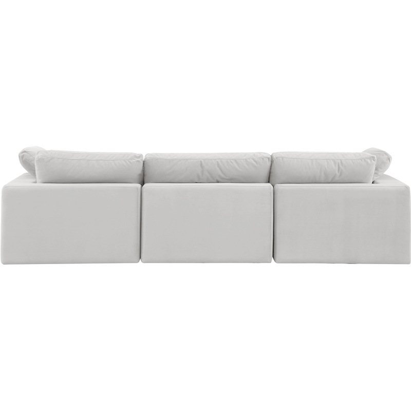 Bowery Hill Contemporary Soft Cream Velvet 3-Piece Modular Sofa