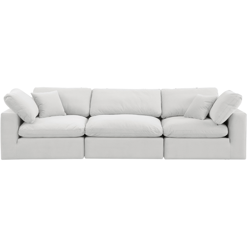 Bowery Hill Contemporary Soft Cream Velvet 3-Piece Modular Sofa
