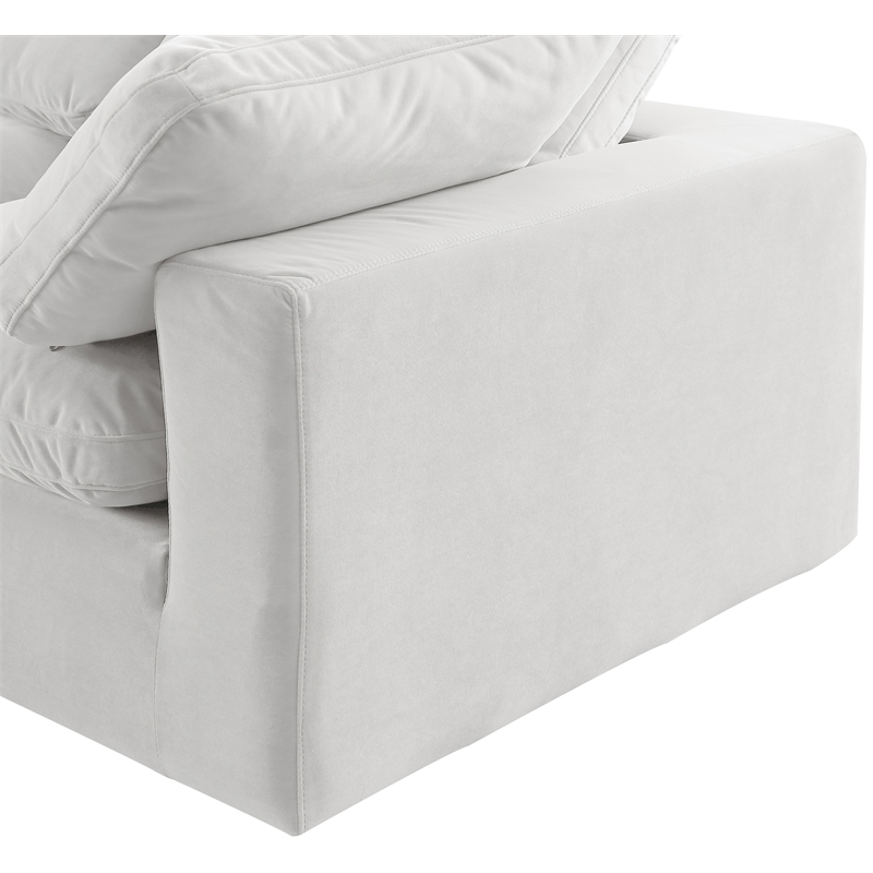 Bowery Hill Contemporary Soft Cream Velvet 3-Piece Modular Sofa