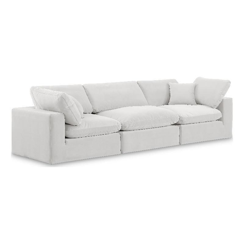 Bowery Hill Contemporary Soft Cream Velvet 3-Piece Modular Sofa