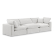 Bowery Hill Contemporary Soft Cream Velvet 3-Piece Modular Sofa