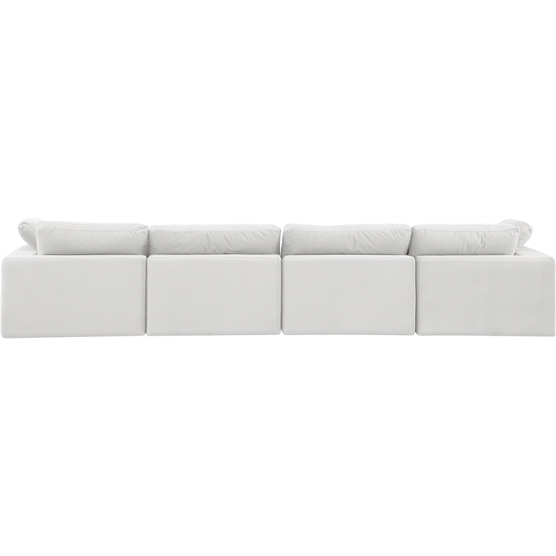 Bowery Hill Contemporary Soft Cream Velvet 4-Piece Modular Sofa