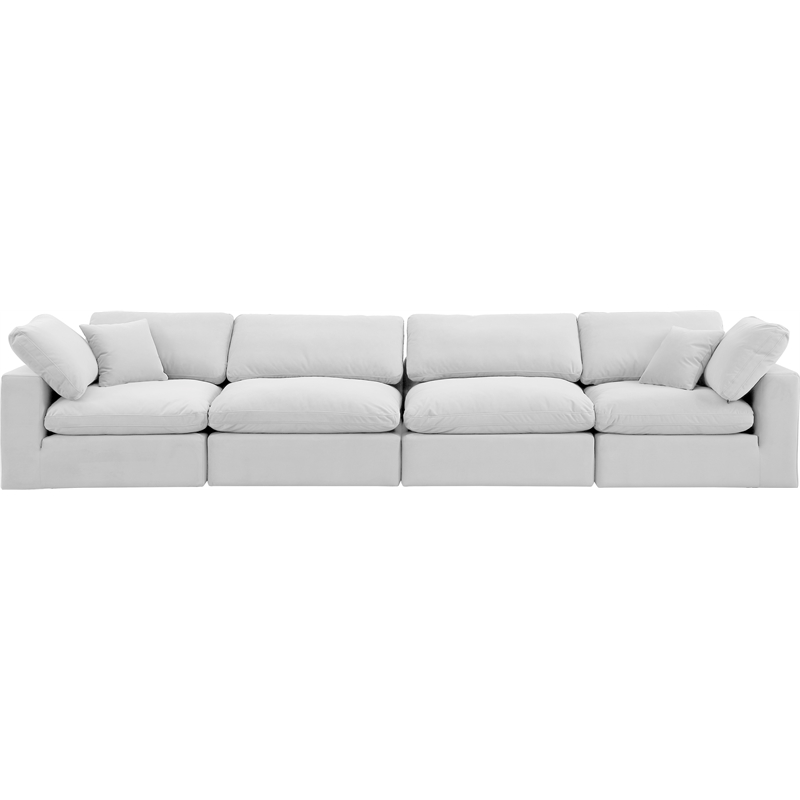 Bowery Hill Contemporary Soft Cream Velvet 4-Piece Modular Sofa