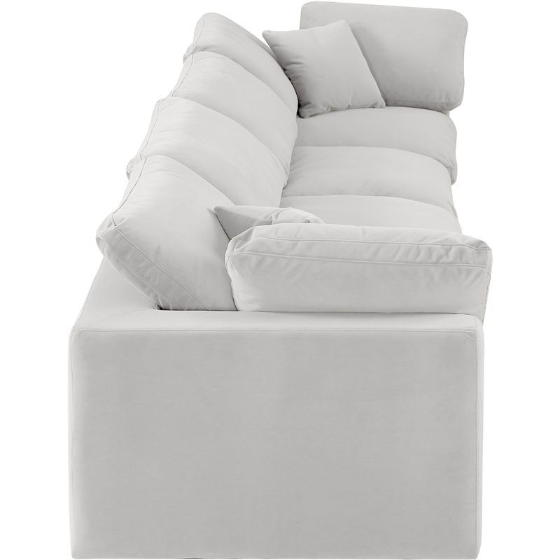 Bowery Hill Contemporary Soft Cream Velvet 4-Piece Modular Sofa