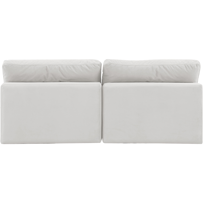Bowery Hill Contemporary Soft Cream Velvet 2-Piece Modular Sofa
