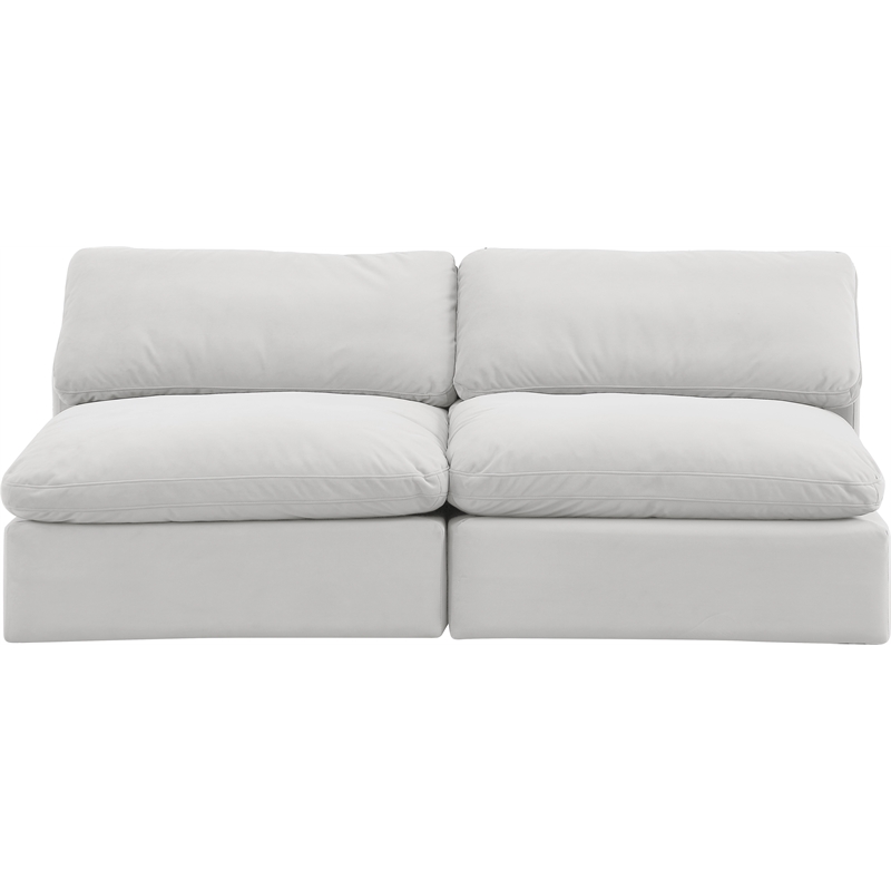 Bowery Hill Contemporary Soft Cream Velvet 2-Piece Modular Sofa