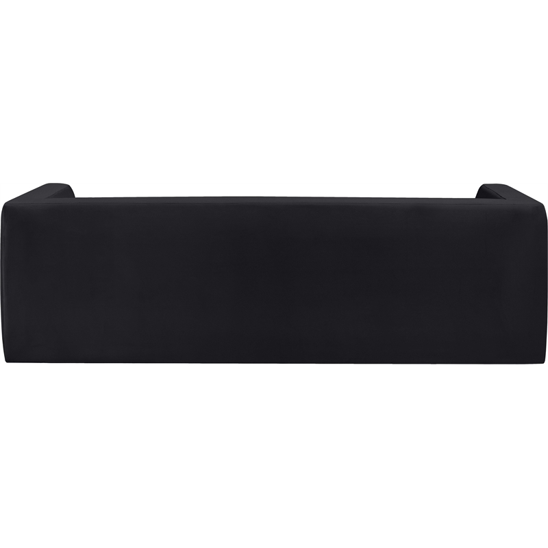 Bowery Hill Contemporary Solid Wood Frame Rich Black Velvet Sofa