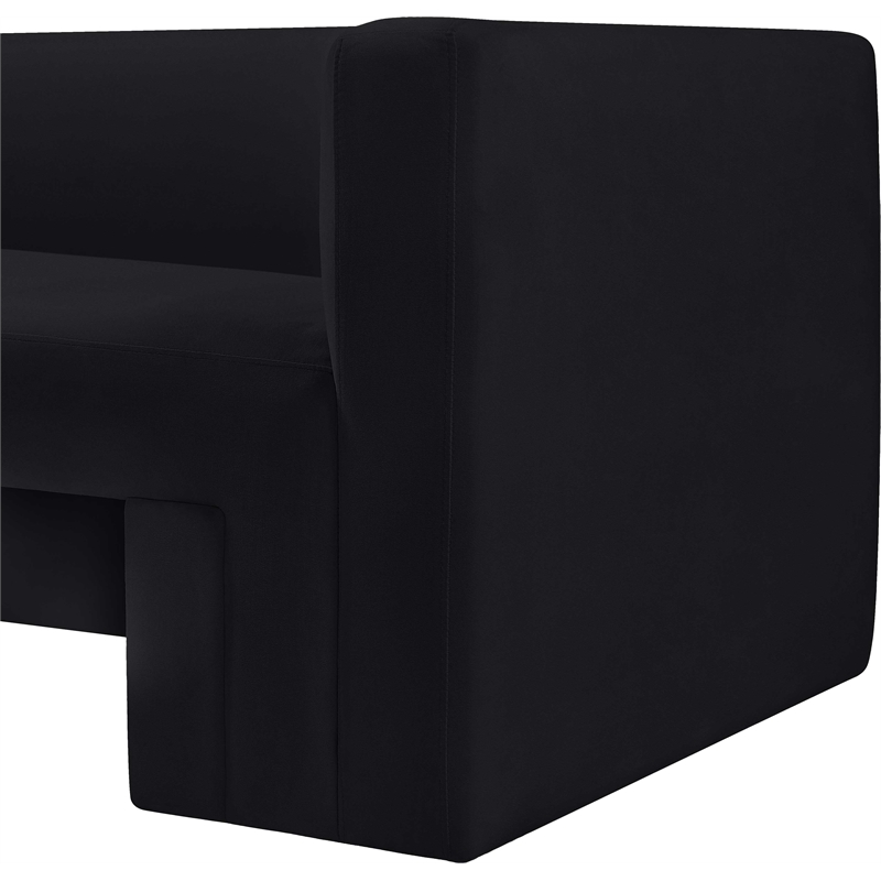Bowery Hill Contemporary Solid Wood Frame Rich Black Velvet Sofa