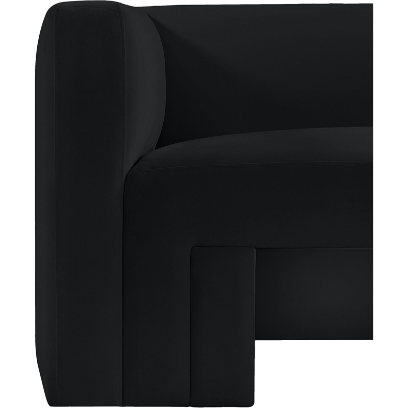 Bowery Hill Contemporary Solid Wood Frame Rich Black Velvet Sofa
