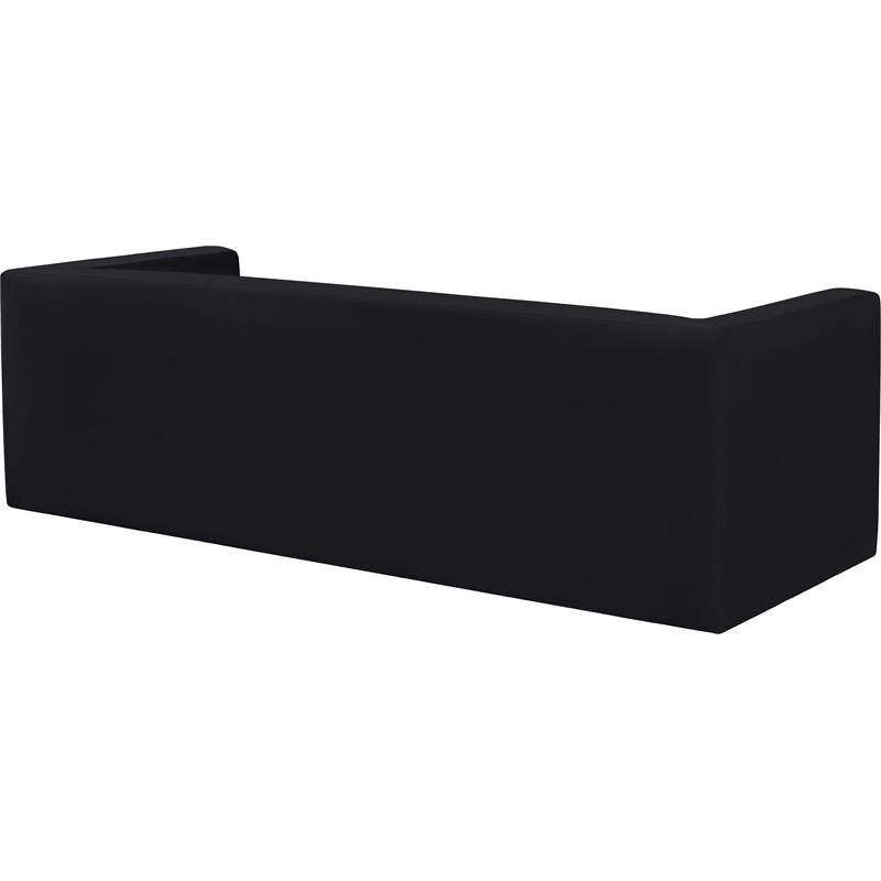 Bowery Hill Contemporary Solid Wood Frame Rich Black Velvet Sofa