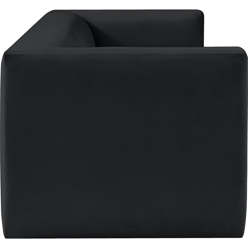 Bowery Hill Contemporary Solid Wood Frame Rich Black Velvet Sofa