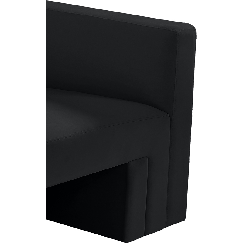 Bowery Hill Contemporary Solid Wood Frame Rich Black Velvet Sofa