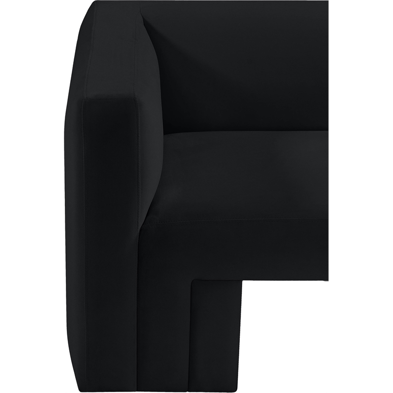 Bowery Hill Contemporary Solid Wood Frame Rich Black Velvet Sofa