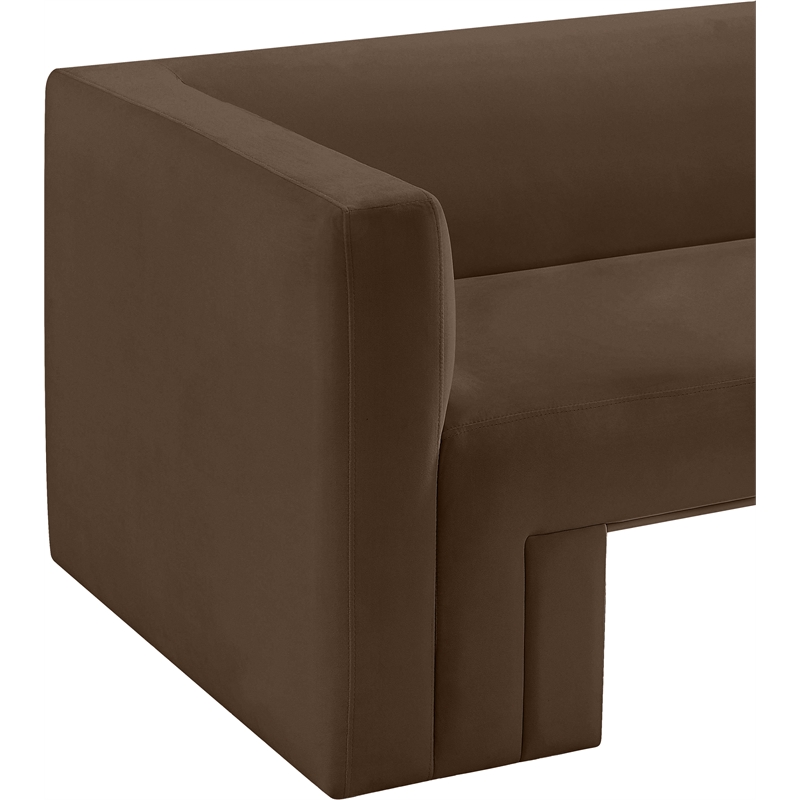 Bowery Hill Contemporary Solid Wood Frame Rich Brown Velvet Sofa