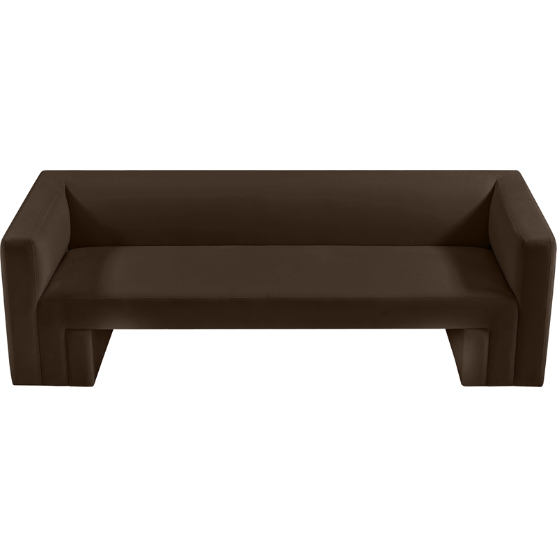 Bowery Hill Contemporary Solid Wood Frame Rich Brown Velvet Sofa