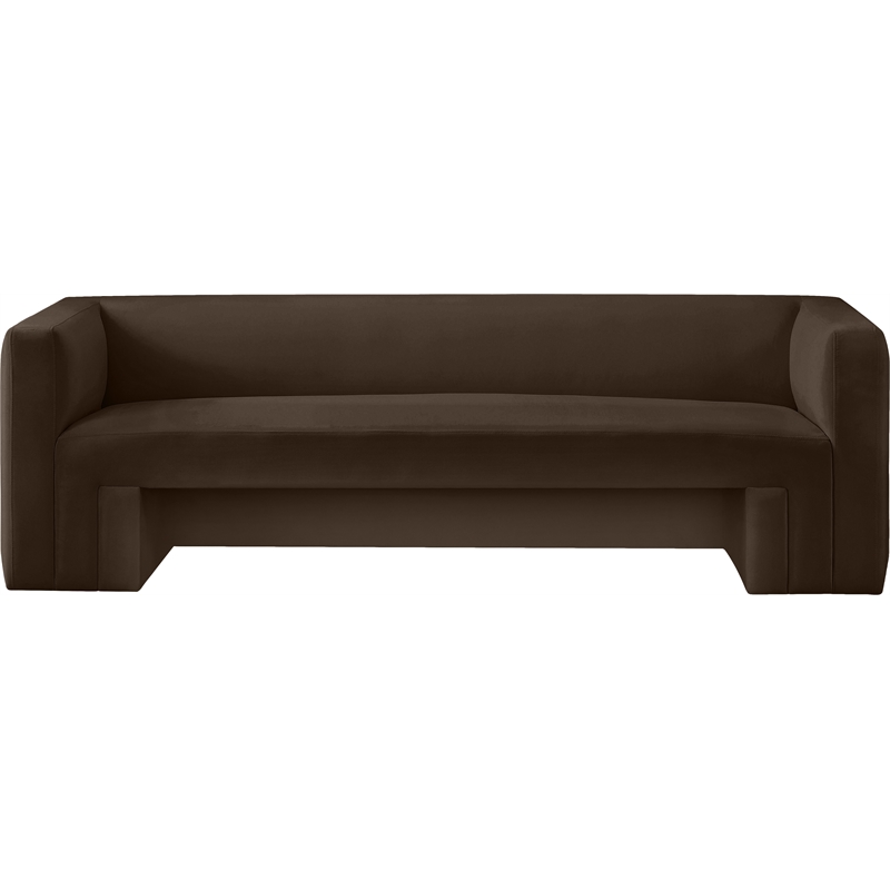 Bowery Hill Contemporary Solid Wood Frame Rich Brown Velvet Sofa