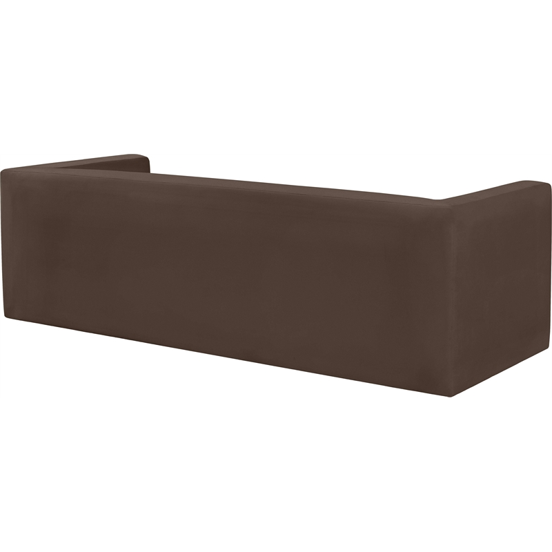 Bowery Hill Contemporary Solid Wood Frame Rich Brown Velvet Sofa