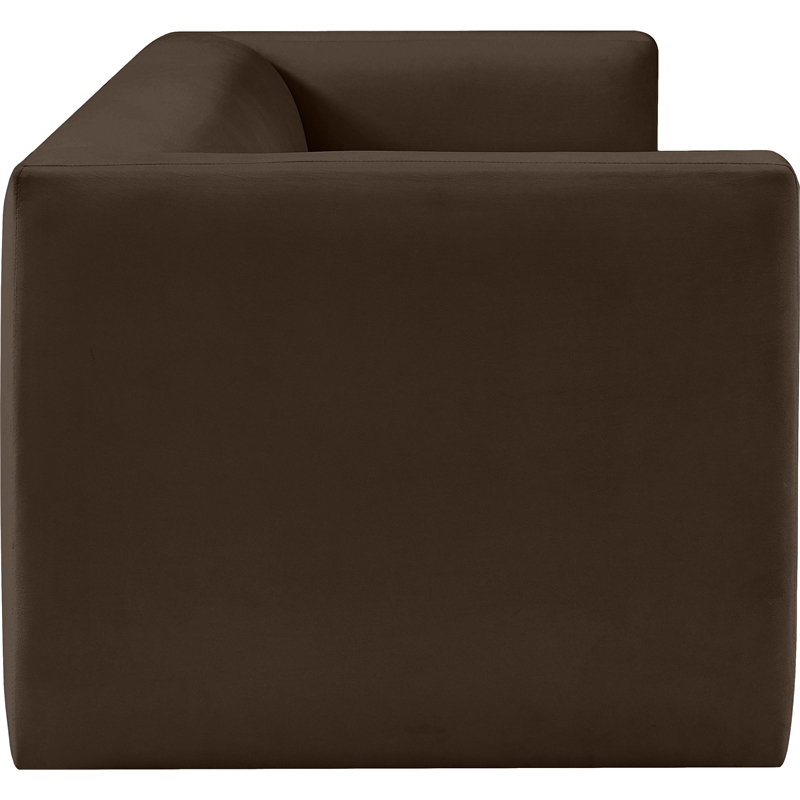 Bowery Hill Contemporary Solid Wood Frame Rich Brown Velvet Sofa
