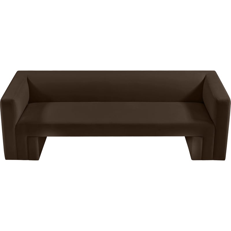 Bowery Hill Contemporary Solid Wood Frame Rich Brown Velvet Sofa
