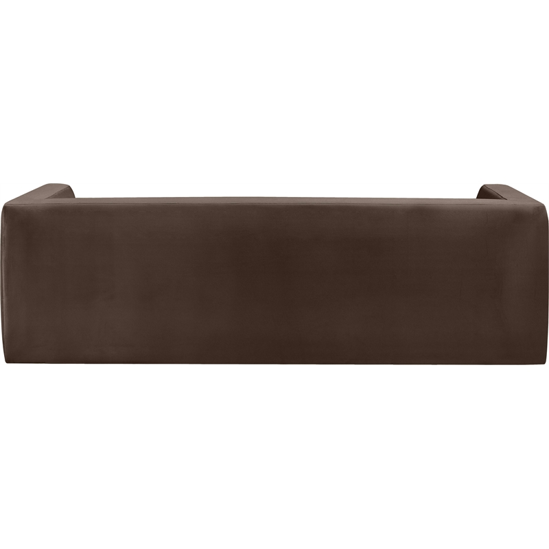 Bowery Hill Contemporary Solid Wood Frame Rich Brown Velvet Sofa
