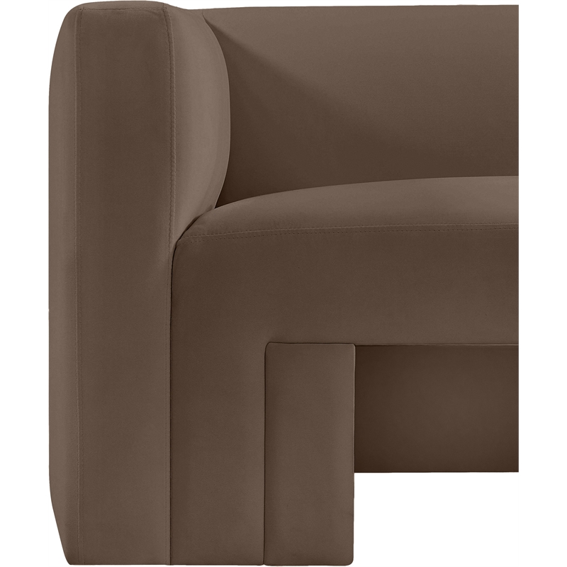 Bowery Hill Contemporary Solid Wood Frame Rich Brown Velvet Sofa