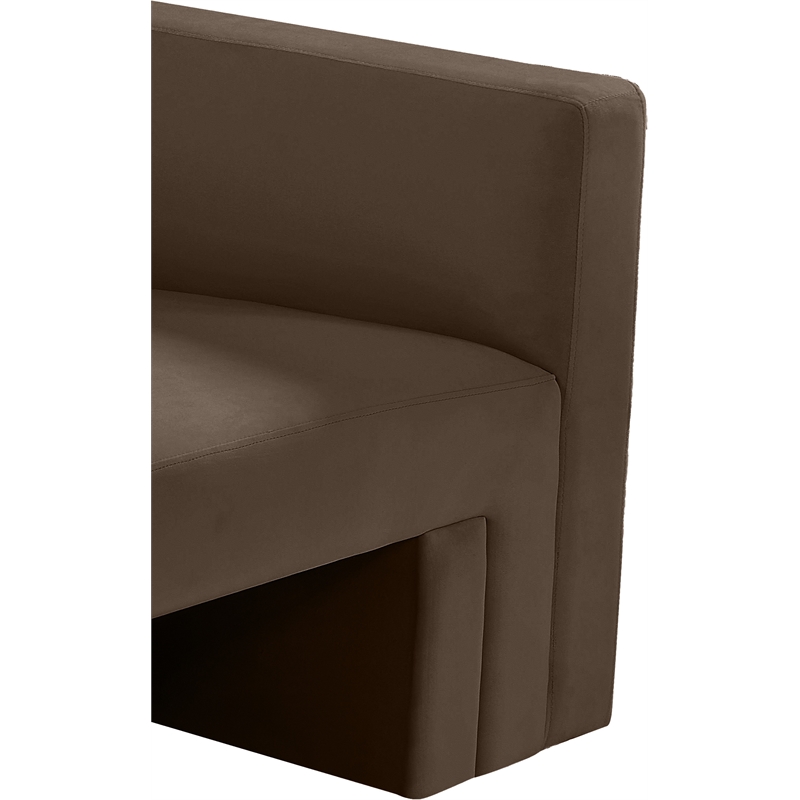 Bowery Hill Contemporary Solid Wood Frame Rich Brown Velvet Sofa