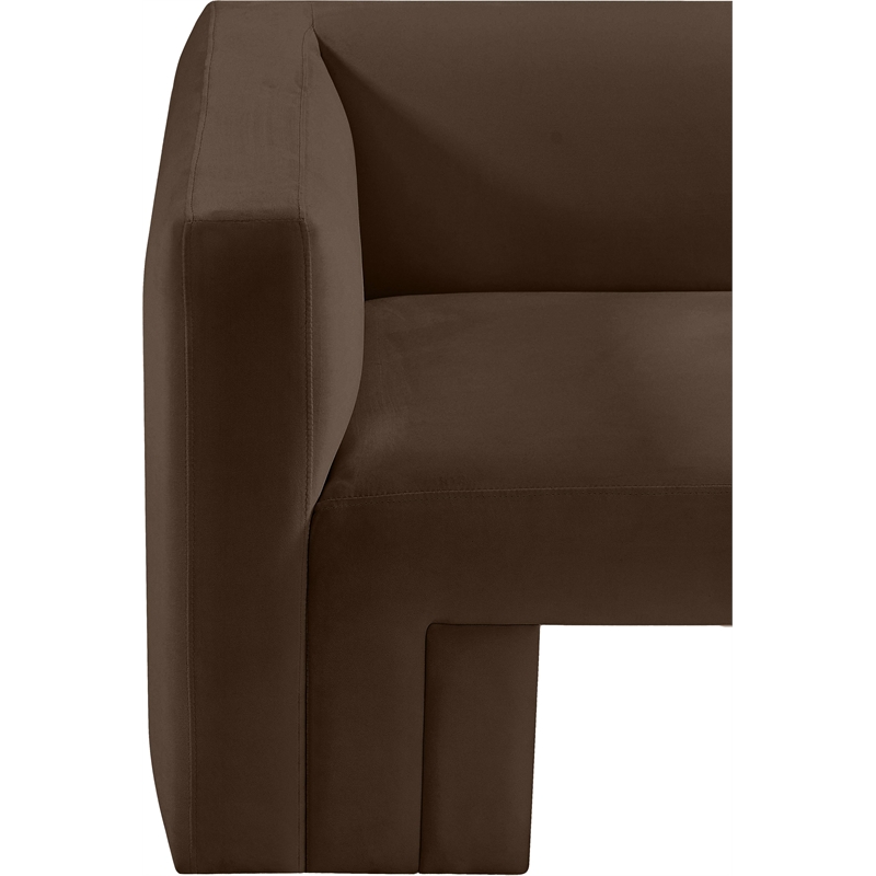 Bowery Hill Contemporary Solid Wood Frame Rich Brown Velvet Sofa