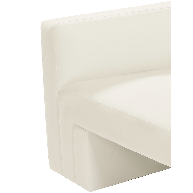 Bowery Hill Contemporary Solid Wood Frame Rich Cream Velvet Sofa