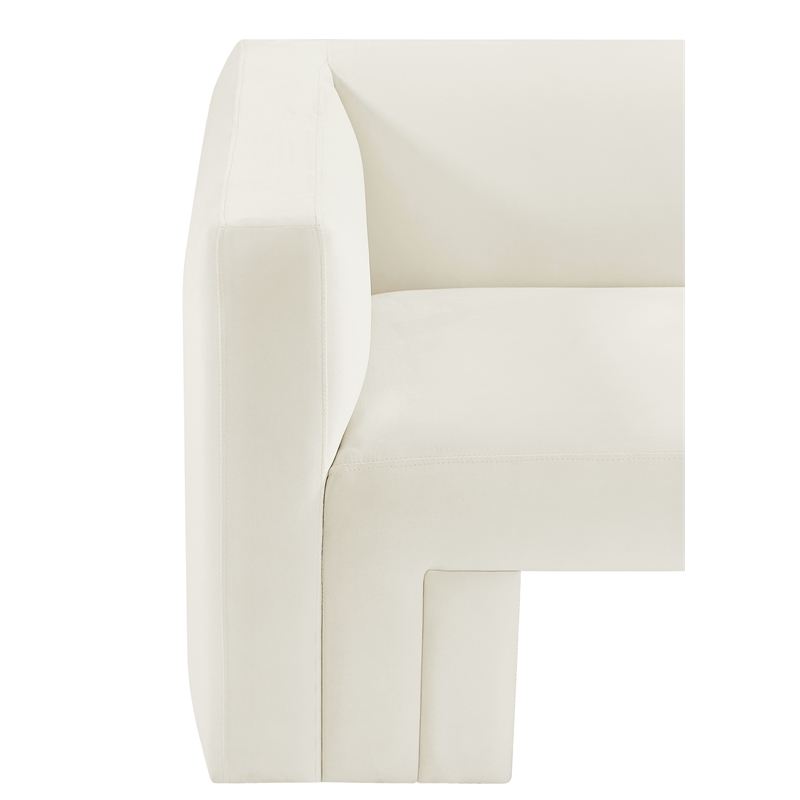 Bowery Hill Contemporary Solid Wood Frame Rich Cream Velvet Sofa