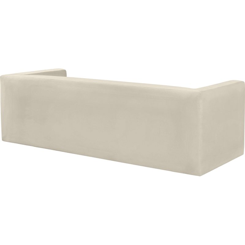 Bowery Hill Contemporary Solid Wood Frame Rich Cream Velvet Sofa