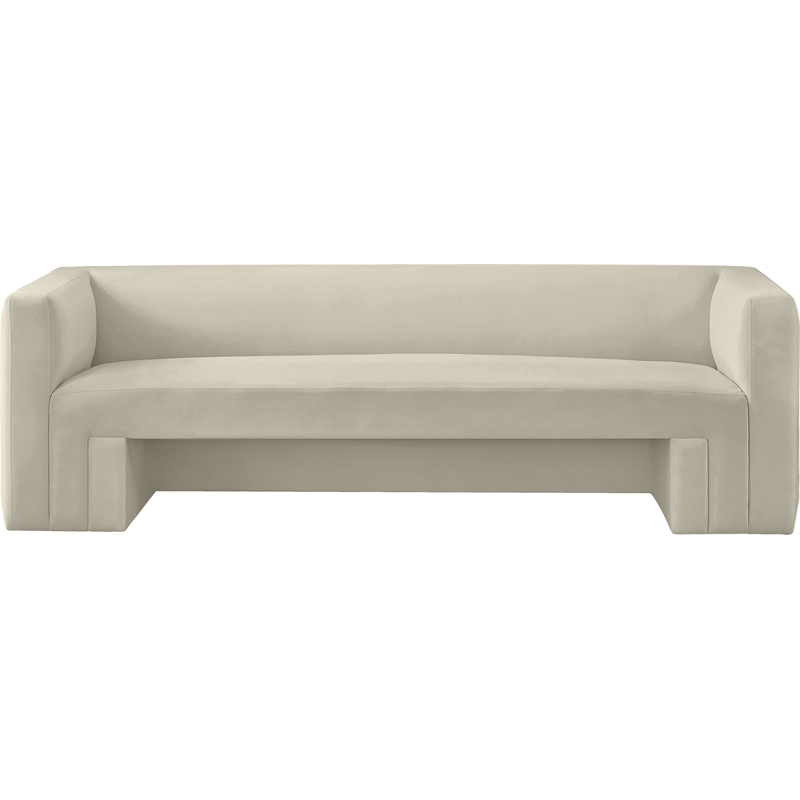 Bowery Hill Contemporary Solid Wood Frame Rich Cream Velvet Sofa