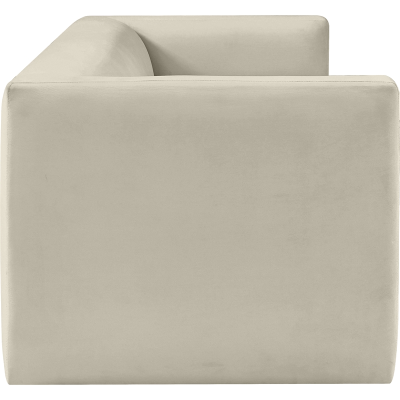 Bowery Hill Contemporary Solid Wood Frame Rich Cream Velvet Sofa