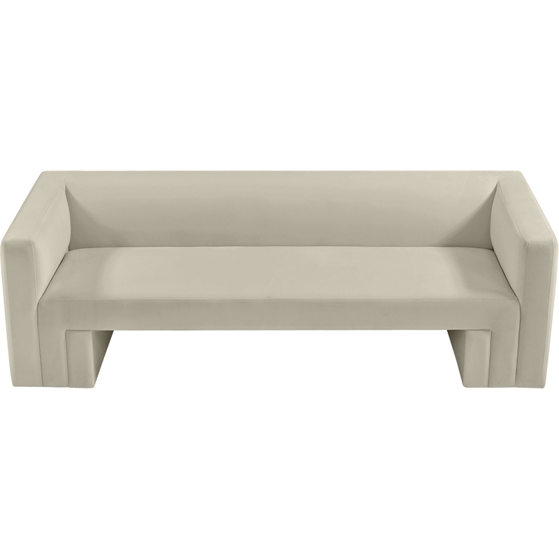 Bowery Hill Contemporary Solid Wood Frame Rich Cream Velvet Sofa
