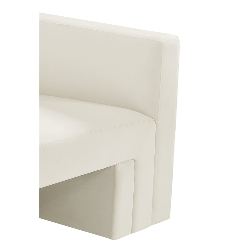 Bowery Hill Contemporary Solid Wood Frame Rich Cream Velvet Sofa