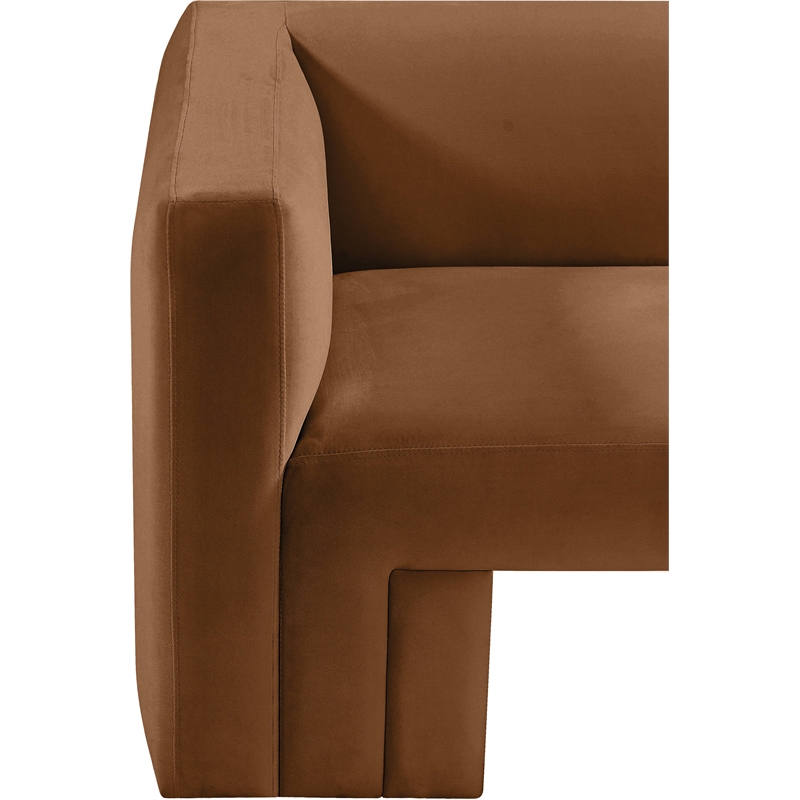 Bowery Hill Contemporary Solid Wood Frame Soft Saddle Velvet Sofa